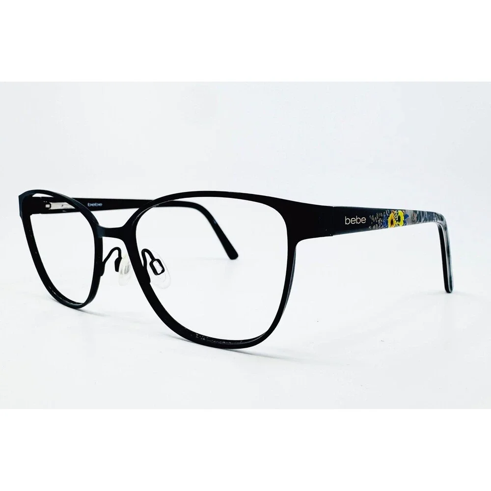 Bebe Eyeglasses Womens Jet Black Floral BB5157 52-16-135